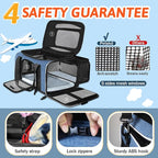 Petskd Top and Side Expandable Pet Carrier with Wheels 18x11x11 Inches Delta United Airline Approved, Soft-Sided Carrier for Small Cats and Dogs with Locking Safety Zippers and Anti-Scratch Mesh(Blue)
