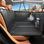 Back Seat Extender for Dogs, PU Leather Dog Car Seat Cover for Back Seat with Hard Bottom, 100% Waterproof, Scratch Proof and Anti Slip Dog Hammock for Cars and SUVs, Holds 400 lbs