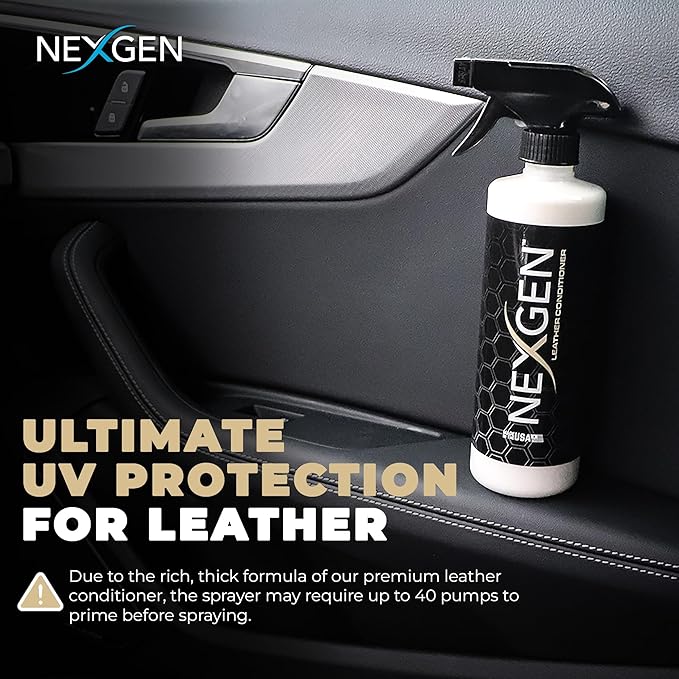 Nexgen Car Leather Conditioner - Quick Spray Interior Conditioner and Leather Restorer - Gentle Liquid Formula, Multi-Purpose Conditioner for Cars Interior, Couch, Boots, Purses, & More 16 Oz