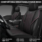 CAR PASS 3D Foam Mesh Leather Car Seat Covers Front Seats,Breathable Mesh Front Seat Covers for Women,Universal Fit for Cars SUV Truck Sedan Van Automotive, Armrest Airbag Compatible,Black and Pink