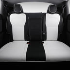 Custom Fit Seat Covers for 2025 2026 Tesla Model Y Juniper (5-Seater) - Ventilated Seats & Rear Screen Compatible - Nappa Leather Full Set Car Seat Protectors (Black+ White, Model Y 2025)