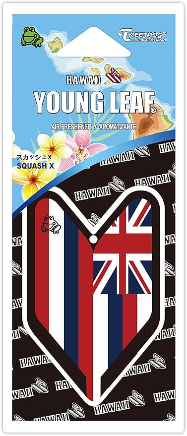 YLSQX06 Japan Tree Frog Squash X Scent Hawaii Flag JDM Hanging Air Freshener, 1 Box, 24 Piece