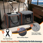 Cat Carrier Bag Large for Travel: 2-in-1 Cat Carrier Soft with Litter Box 34x13x16in Secure The Car Seat for 2 Cats Travelling Design Long Trips Ride