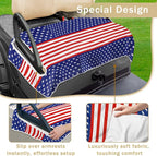 YOKYHOM American Flag Golf Cart Seat Covers for 2/4-Seater, Patriotic USA Seat Towel Blanket Keeps Seats Cool & Clean for Summer, Microfiber Fits EZGO, Club Car, Yamaha, 51"x31"