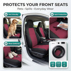 FH Group Automotive Front Car Seat Covers for SUV, Trucks, Sedan and More - Universal Fit Front High Back Design Interior Accessories - 3D Mesh Fabric Center Panel - Burgundy