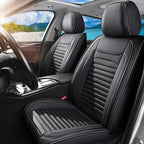 Car Seat Covers Full Set Fit for Toyota Yaris 2007-2020, Premium Faux Leather Car Seat Protector,Breathable Anti-Slip Full Wrapping Edge Seat Covers(Black,Full Set)