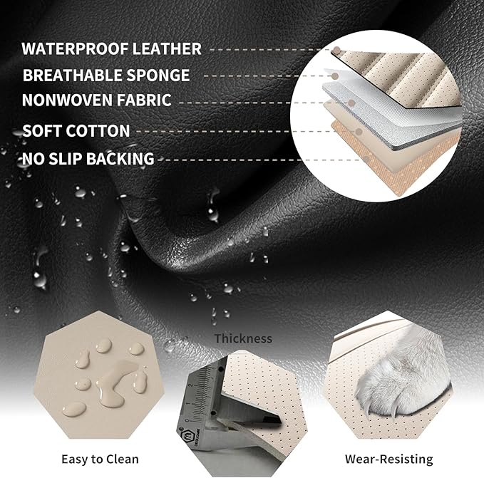 Car Seat Covers Full Set Fit for Toyota Camry 2001-2026, Premium Faux Leather Car Seat Protector,Breathable Anti-Slip Full Wrapping Edge Seat Covers(Beige,Full Set)