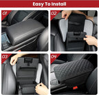 Extended Car Center Console Cover with 2 Storage, Microfiber Leather Car Armrest Cover Cushion For SUV Truck , Universal Car Accessories Memory Foam Comfort Stylish Leather Design (Black longer)