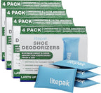 Litepak Shoe Deodorizer and Odor Eliminator Activated Charcoal Odor Absorber for Shoes and Gym Bags, Natural Bamboo Air Freshener for Boots, Closet Or Car (16 Pack)