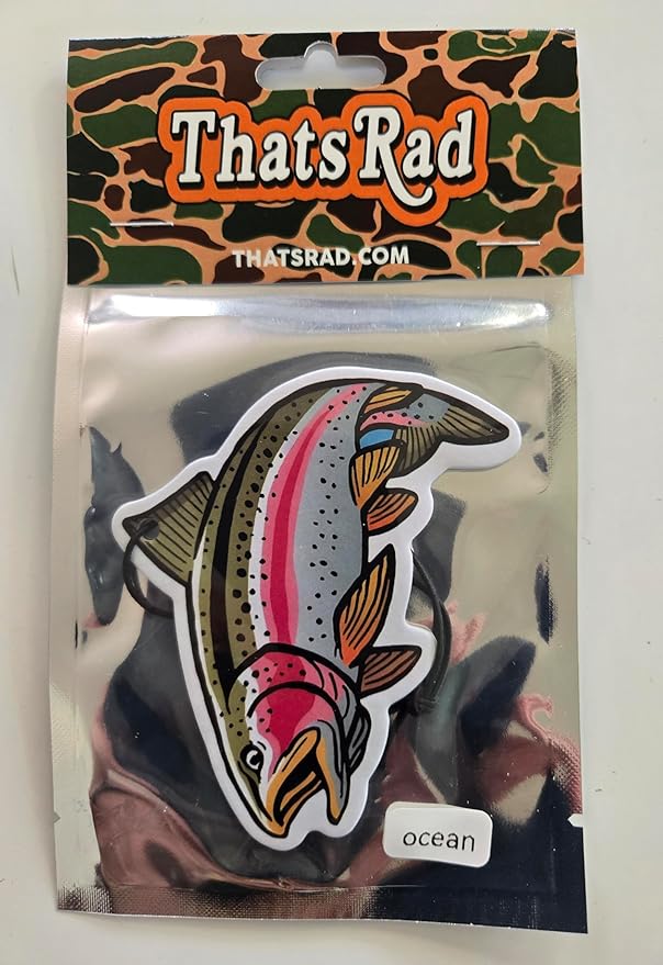 ThatsRad Car Air Freshener Duck Fly Fishing Fish Hunting Stocking Stuffer (One Size, Rainbow Trout/Ocean Scent)