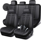 CAR PASS 3D Foam Mesh Leather Car Seat Covers Full Set, Breathable Premium Leather Seat Covers for Car, Anti Slip Universal Fit for Trucks Cars Sedans Vans SUVs, Airbag Compatible, All Black