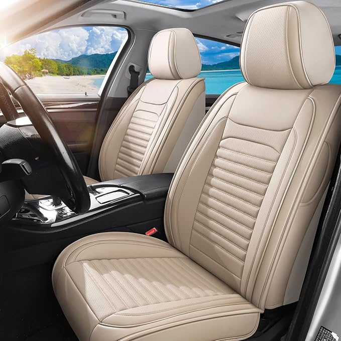 Front Seat Covers Fit for Toyota Corolla Cross 2021-2026, Car Seat Covers Front Seats, Breathable Faux Leather Automotive Seat Covers Front Pair Anti-Slip Seat Cover(Beige, Front)