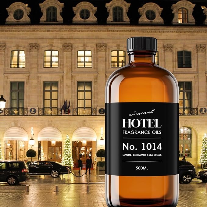 AirScent Hotel Diffuser Oil No. 1014 - The Iconic 5-Star Hotel Coastal Blend - Lemon Bergamot Sea Breeze - Fragrance Oil for Ultrasonic and Waterless Diffusers and Crafting - 500 mL