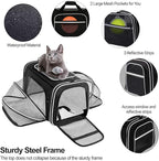 TSA Airline Approved Large Pet Travel Carrier,4 Sides Expandable with 2 Mesh Pockets,3 Entry, Soft Sided Collapsible Dog Carrier for 2 Cats,Kittens,Puppies,Dog, X-Large, Black & White