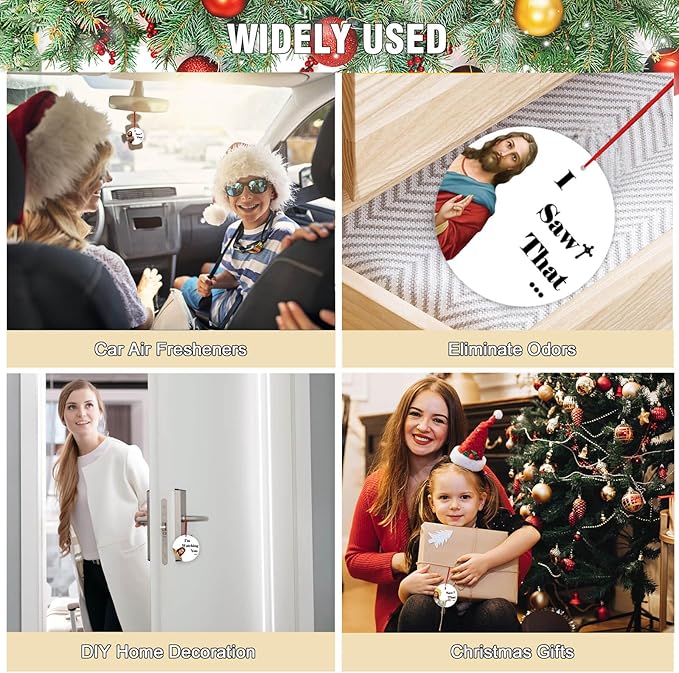 Funny Car Air Fresheners Hanging Christmas Tree Ornaments Decorations I Saw That Jesus 6PCS, Cute Home Mirror Decor Unique 2025 Gifts Accessories Interior for Men Women Kid Boy Girl Family Party