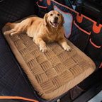 Soulbond Dog Bed for Car Back Seat Soft Plush Backseat Pet Bed Mat Non-Slip Travel Pet Mat, Fuzzy Plaid Dog Seat Cover, Fit for Backseat Extenders and Trucks SUVs (Dark Brown, 54" x 24.8")
