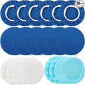 Mudder 20 Pieces Car Orbital Buffer Polisher Pad Bonnet Microfiber Max Bonnet Polishing Buffing Pad Cover(Sapphire Blue,7-8 Inches)