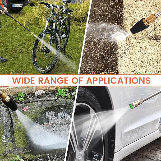 Pressure Washer Tips Rotating Turbo Nozzle, 4000PSI Max Power Washer Accessories Parts, with 7pcs Spray Jet Nozzles Kit Attachment&1/4 IN Quick Connector, for Cleaning Concrete, Brick Surface