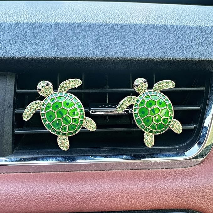 4pcs Cute Sea Turtles Car Air Vent Diffuser – Clip-On Fragrance Air Freshener for Cars with Replaceable Refills, Adorable Animal Vent Clip for SUV & Truck(Green, Ocean)