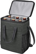 Tirrinia 6 Bottle Wine Gift carrier - Insulated & Padded Wine Carrying Cooler Tote Bag with Handle and Adjustable Shoulder Strap for Travel or Picnic, IDEAL Wine Lover Gift, Black