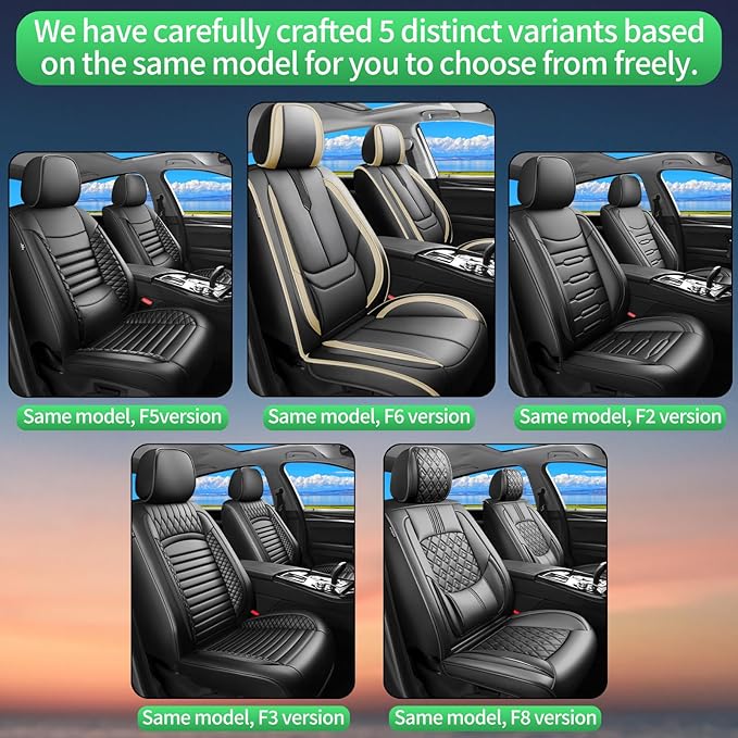 Fit Passport Car Seat Covers for Honda Passport 2019-2025 2026 -Upgraded Premium Waterproof & Breathable Leather,Airbag Compatible,All-Weather Seat Cushion Protector,Full Set,Black-Beige