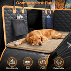 FURTIME Backseat Pet Bed Mat, Non-Slip Dog Bed for Car Back Seat, Washable Travel Pet Mat with Removable Cover, Dog Seat Covers Protector Fit for Backseat Extenders and Trucks SUVs, 54"x 24.8", Brown