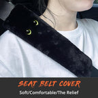 Black Cat Panther Seat Belt Strap Cover Pad, Cute Funny Interior Car Accessories Decor, for Auto Truck Pickup 2025, Artificial Soft Wool, Fluffy Shoulder Neck Cushion Protector, 2 PCS