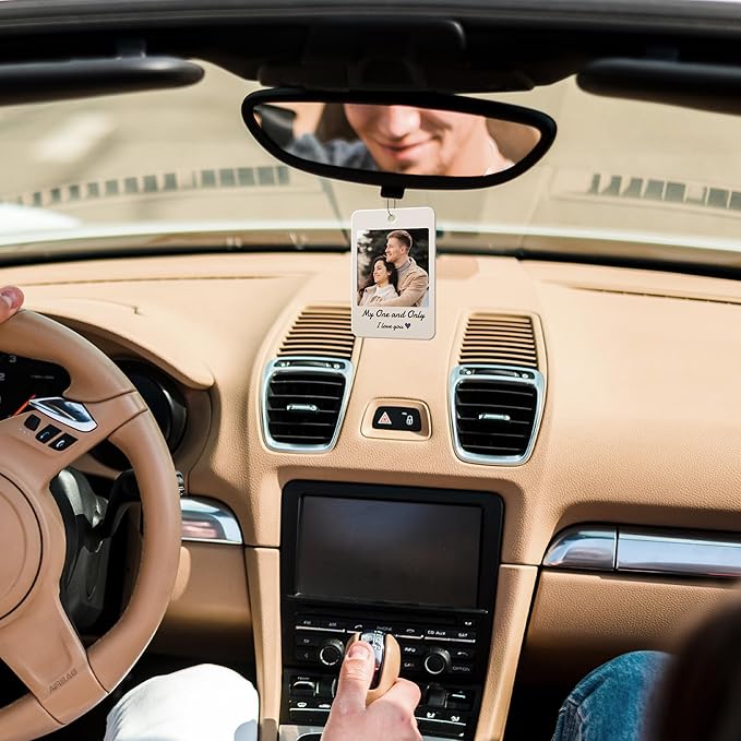 Custom Air Fresheners with Picture | Personalized Air Freshener for Car with Funny Face | Customized Photo Hanging Rectangle Air Freshener | Personalized Cute Deco Gifts for Car, Home