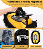 anngrowy 56.7" Car Wash Brush Mop Kit Mitt Sponge with Long Handle Car Cleaning Supplies Kit Tools Car Washing Duster Exterior Scratch Free, Chenille Replacement Head Extension Pole