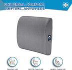 Sealy Ergonomic Lumbar Support Pillow for Office Chair and Car Seat - Memory Foam Back Support Lumbar Pillow, Premium Cushion Chair Support for Lower Back Pain Relief and Versatile Use (Gray)