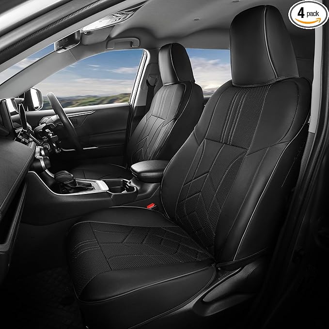 for Toyota RAV4 Seat Covers 2013 2014 2015 2016 2017 2018 RAV 4 XLE SE Limited Platinum Adventure (not for LE&Hybrid) - Custom Leather Car Seat Covers Full Set - Black