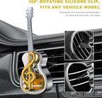 Car Air Freshener Vent Clip, Empty Guitar-Shaped Aromatherapy Diffuser Automobile Dashboard Ornament, Unscented Car Air Conditioner Clip Cute Rotating Decoration for Women Men (Golden)