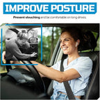 FORTEM Lumbar Support Car Cushion, Memory Foam Back Pillow, Back Rest for Comfort Driving, Adjustable Straps, Washable Cover
