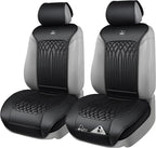 CAR PASS Car Seat Protector, Sideless Seat Covers for Cars, All Season Waterproof Nappa Leather Breathable Front Seats Cushion with Storage Pocket Universal Fit Vehicle Car SUV Truck, 2 Pack All Black