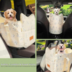 Cullaby Center Console Small Dog Car Seat Portable Puppy Booster Armrest Carseat, Anti-Collapse Comfort Car Travel with Washable Fluffy Cushion and Pillow (Yellow, Extar Small armrest lid)