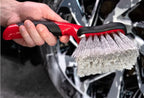 Mothers Car Wash Brush, Wheel and Fender Brush, Short Handle Tire Cleaner for Car Detailing, 10 Inch, Red/Black