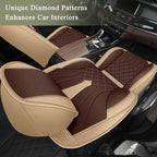 Breathable Car Seat Covers for Honda Pilot 2005-2016, Front Seats, Perforated Leather, Seat Protector, Interior Trim for Honda Pilot Accessories (Beige&Brown)