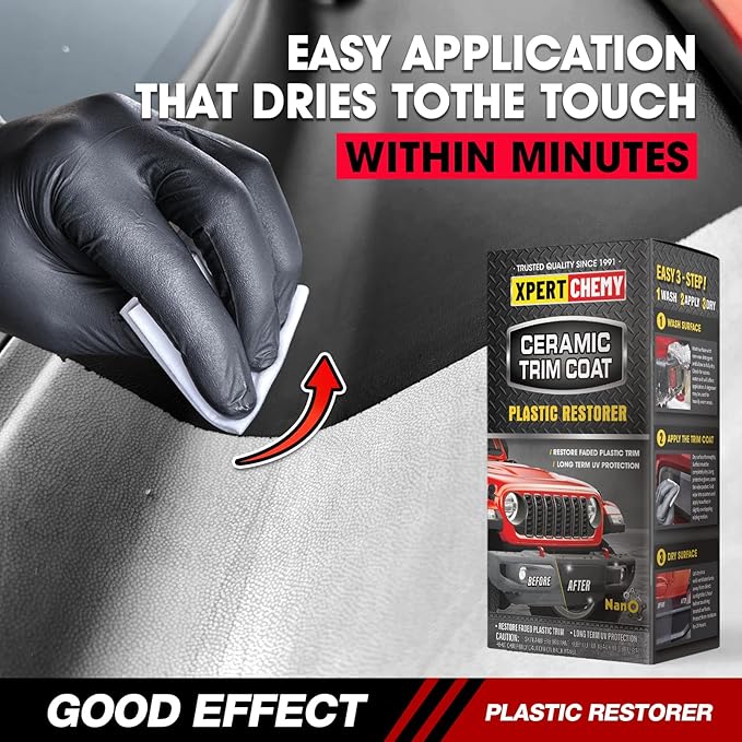 Ceramic Trim Coat Kit, Plastic Restorer for Cars Ceramic Coating Wipes to Lasting Over 230 Washes,The Ceramic Coating Helps Improve Optical Clarity On Clear Car Plastic