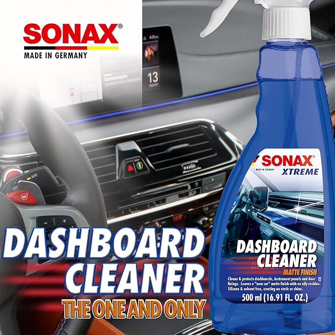 SONAX Dashboard Cleaner 283241 | Premium Interior Cleaner & Protectant for Plastic, Vinyl, & Rubber | Anti-Static, Low-Glare, Matte Finish | Long Lasting Fresh Scent & Dust-Repellent Formula | 500ml