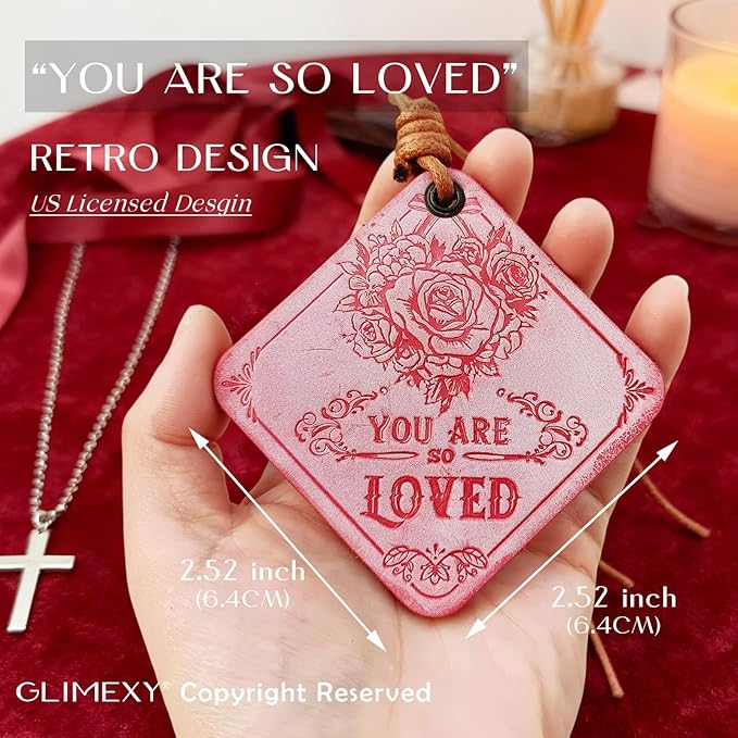 Leather Bag Charms for Hangbags Pink Car Mirror Hanging Accessories Encouragement Gifts for Women You Are Loved Gifts for Women Valentines Day Gifts Car Decor Roses Mothers Day Gifts