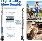Bicycle Dog Leash for Riding, Hands Free 150° Rotating Built-in Shock Absorber Bike Retractable Leashes for Cycling, Elastic Nylon Adjusted Car Holder Seat Belt Rope (Silver)