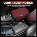 Upgraded Car Center Console Cover,Microfiber Leather Car Armrest Cover Cushion with 2 Storage Bags,Universal Car Armrest Storage Box Car Interior Accessories for Most Vehicles (Wine red)