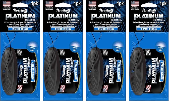 4 Pc Paradise Platinum Air Freshener Hanging Aroma Fragrance Scent Bimini Breeze