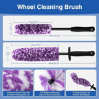 4 Pack Wheel Tire Cleaning Brush Kit Cars Motorcycles RVs Trucks Rim Hub Ultra Soft Microfiber No Spatter 360 Bendable Synthetic Woolies Wash Vehicles Bristle Set