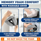 Plane Neck Pillow for Long Flights – 4-in-1 Set | Adjustable Memory Foam Gray Airplane Pillow Neck Support, Eye Mask, Earplugs, & Cover | Soft Washable Cotton Cover, Button Closure – Comfort Traveling
