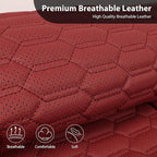 CAR PASS 3D Foam PU Leather Car Seat Covers Full Set,Luxury Breathable Faux Leather Seat Covers for Car,Anti Slip Universal Fit for SUVs Vans Sedan Trucks Automotive,Armrest Airbag Compatible Burgundy