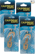 California Scents Scented Sandal Hanging Car Air Freshener - Odor Eliminator for Strong Odor - Flip Flop Car Fresheners (California Clean, 4 Packs)