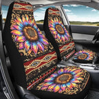 BIGCARJOB Native Tribal Sunflower Car Seat Covers Set Universal Car Interior Seat Rugs 2 Pcs Aztec Sunflower Auto Front Seat Protector Set Sunflower Car Accessories