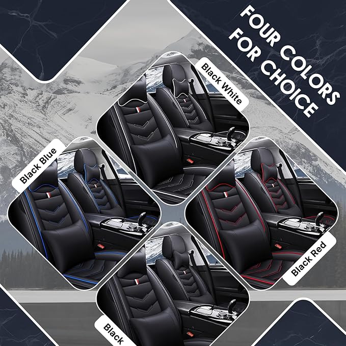 Full Set Seat Cover for Toyota Highlander 2001-2025, Waterproof Durable Premium Leather Car Seat Protector, Comfortable Anti-Slip Stylish Sport Seat Cover(5 Seats Luxury,Black Blue)