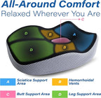 Car Seat Cushion, Ergonomic Memory Foam Car Cushion for Sciatica Pain Relief, Larger Driving Seat Pillow for Short Drivers on Long Drives - Butt Pillow for Truck, Office, Wheelchair - Black&Gray